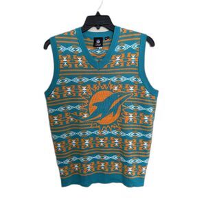 Vintage Miami Dolphins NFL Sweater Vest - Aztec Fair Isle Knit - Men’s L